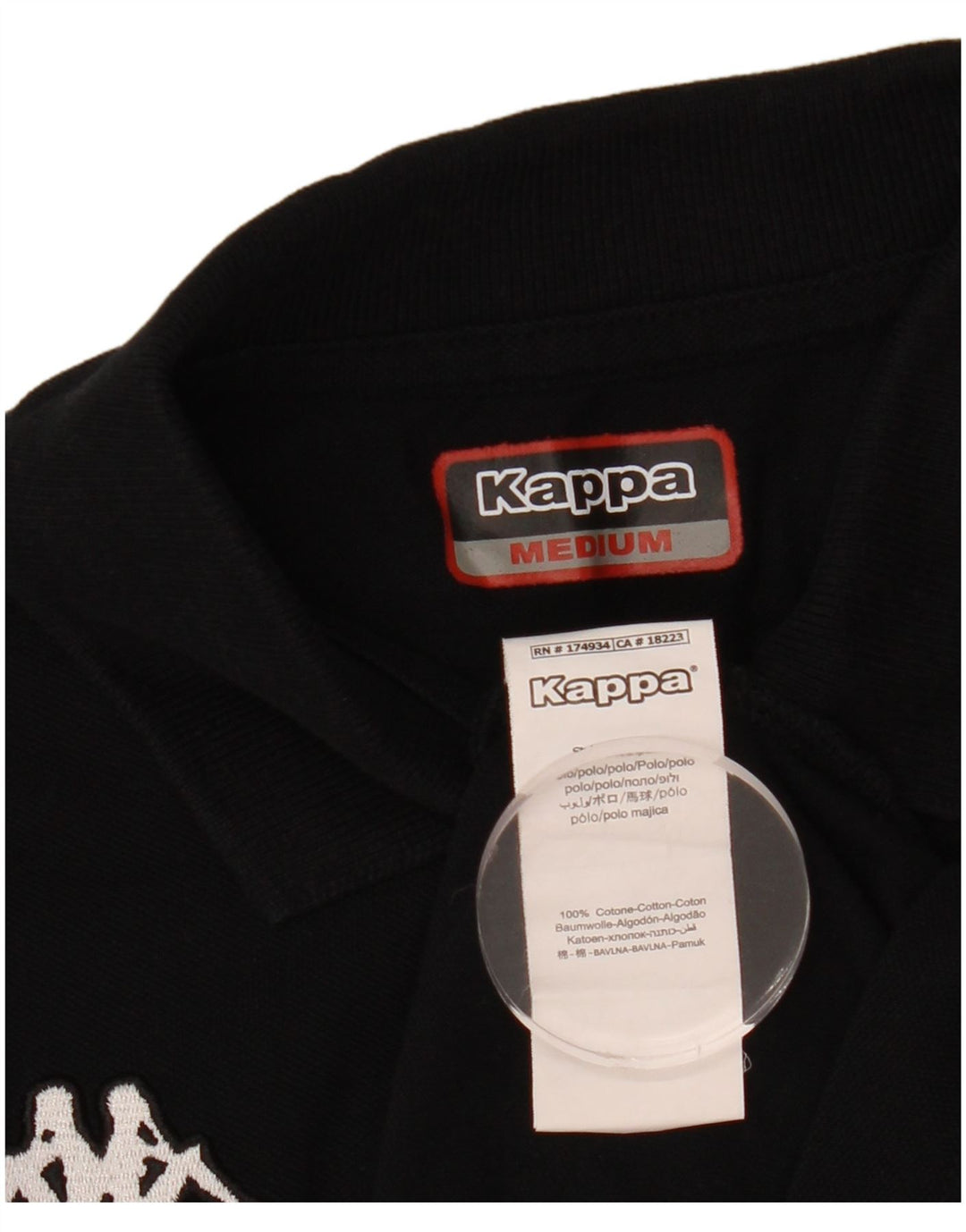 Camisa polo feminina Kappa UK 14 médio algodão preto