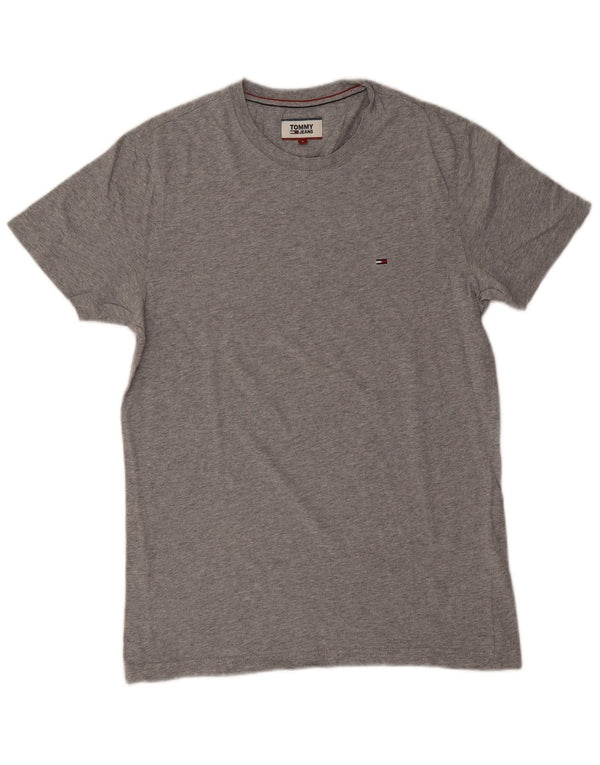 Camiseta masculina Tommy Hilfiger top pequeno algodão cinza