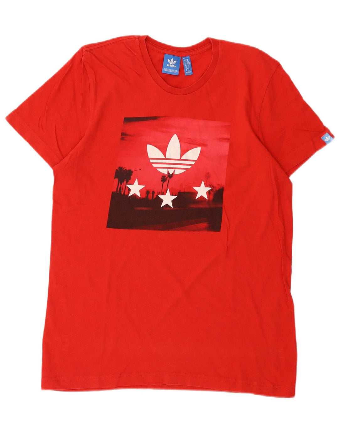 Adidas Mens Graphic T-Shirt Top Médio Algodão Vermelho