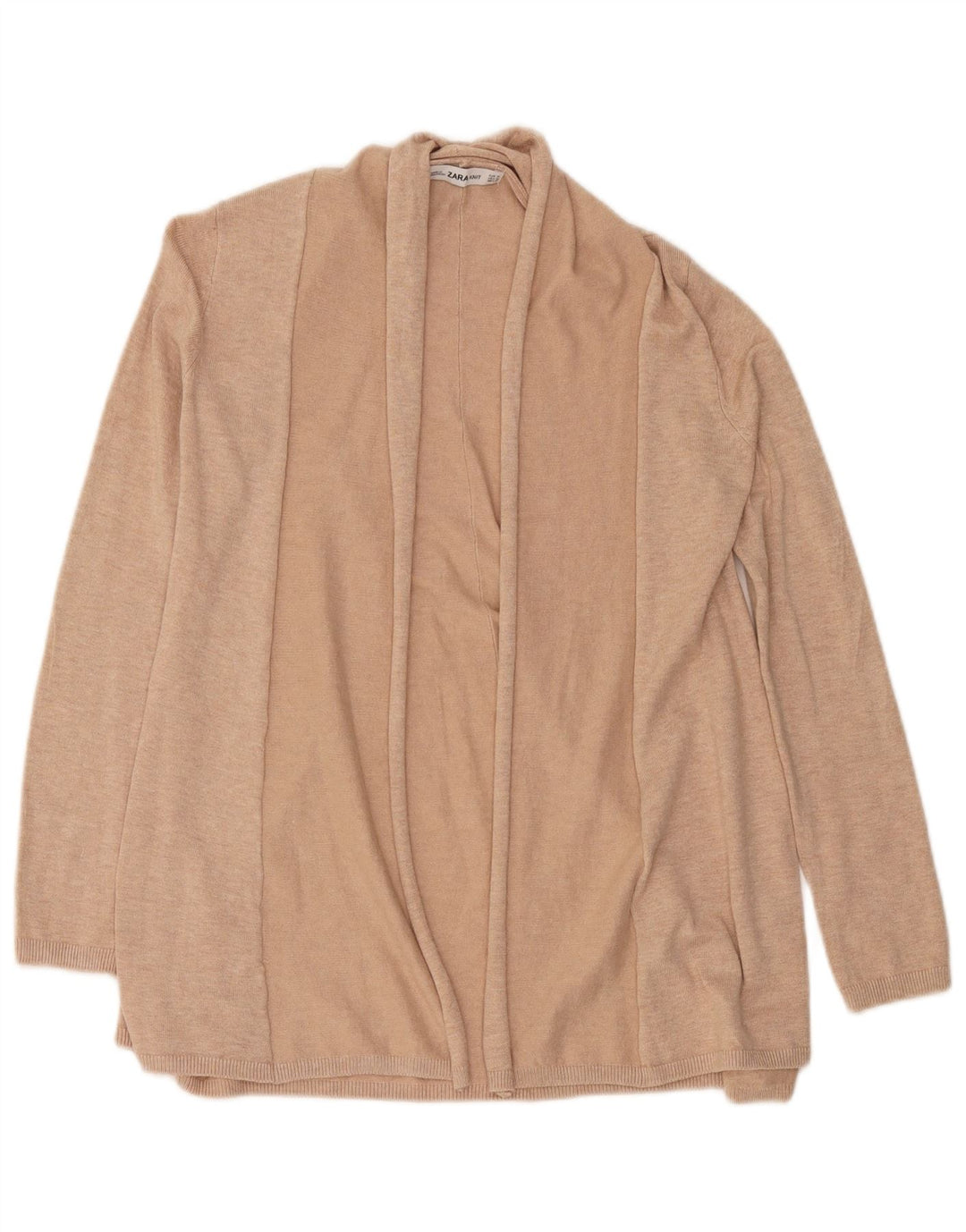 Suéter Zara feminino Longline Open Cardigan Reino Unido 14 Médio Bege