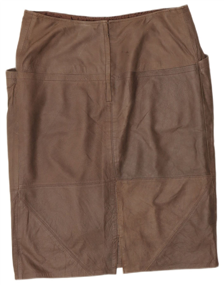 Saia de couro feminina vintage W32 grande marrom