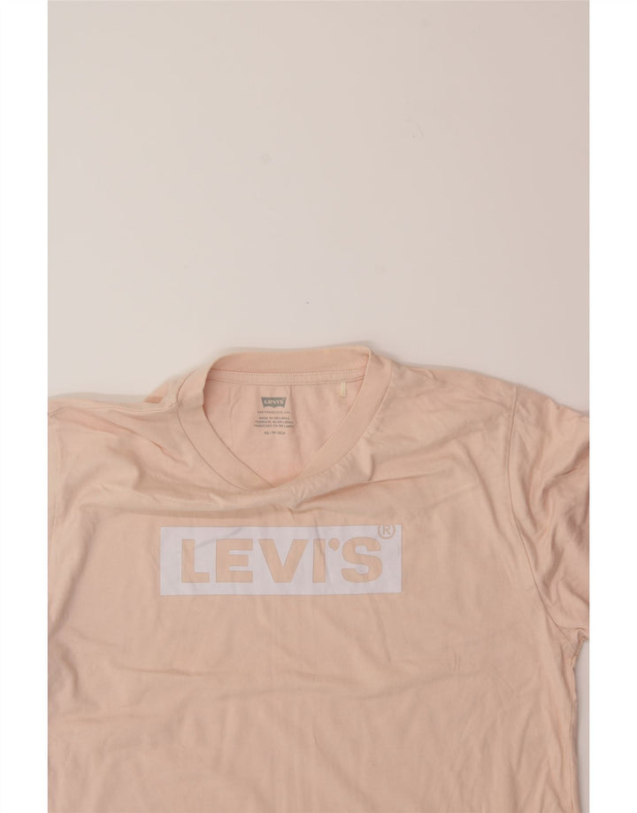 LEVI'S Womens Oversized Crop Graphic T-Shirt Top UK 4 XS Pink Vintage Levi's and Second-Hand Levi's from Messina Hembry 