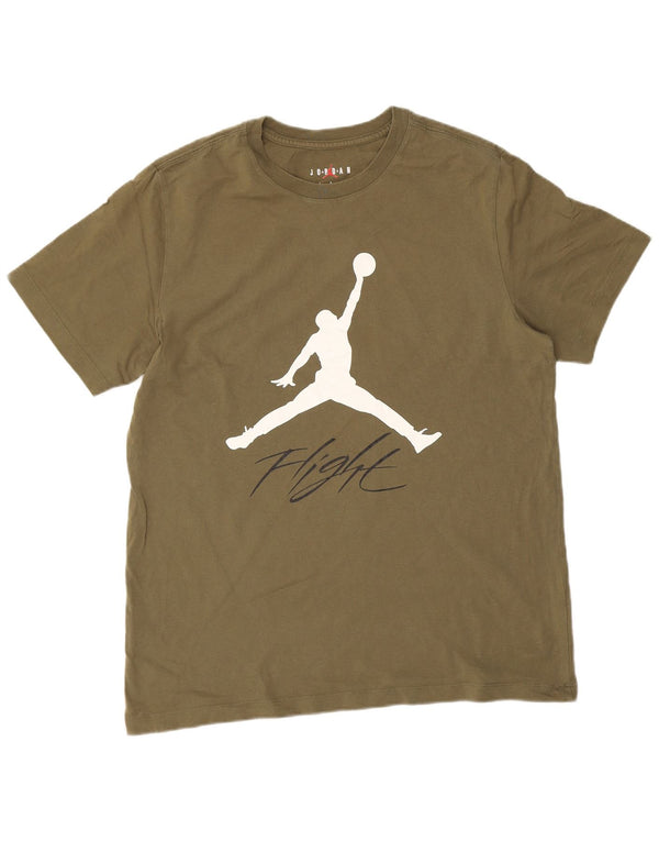 Camiseta Jordan masculina gráfica grande algodão cáqui