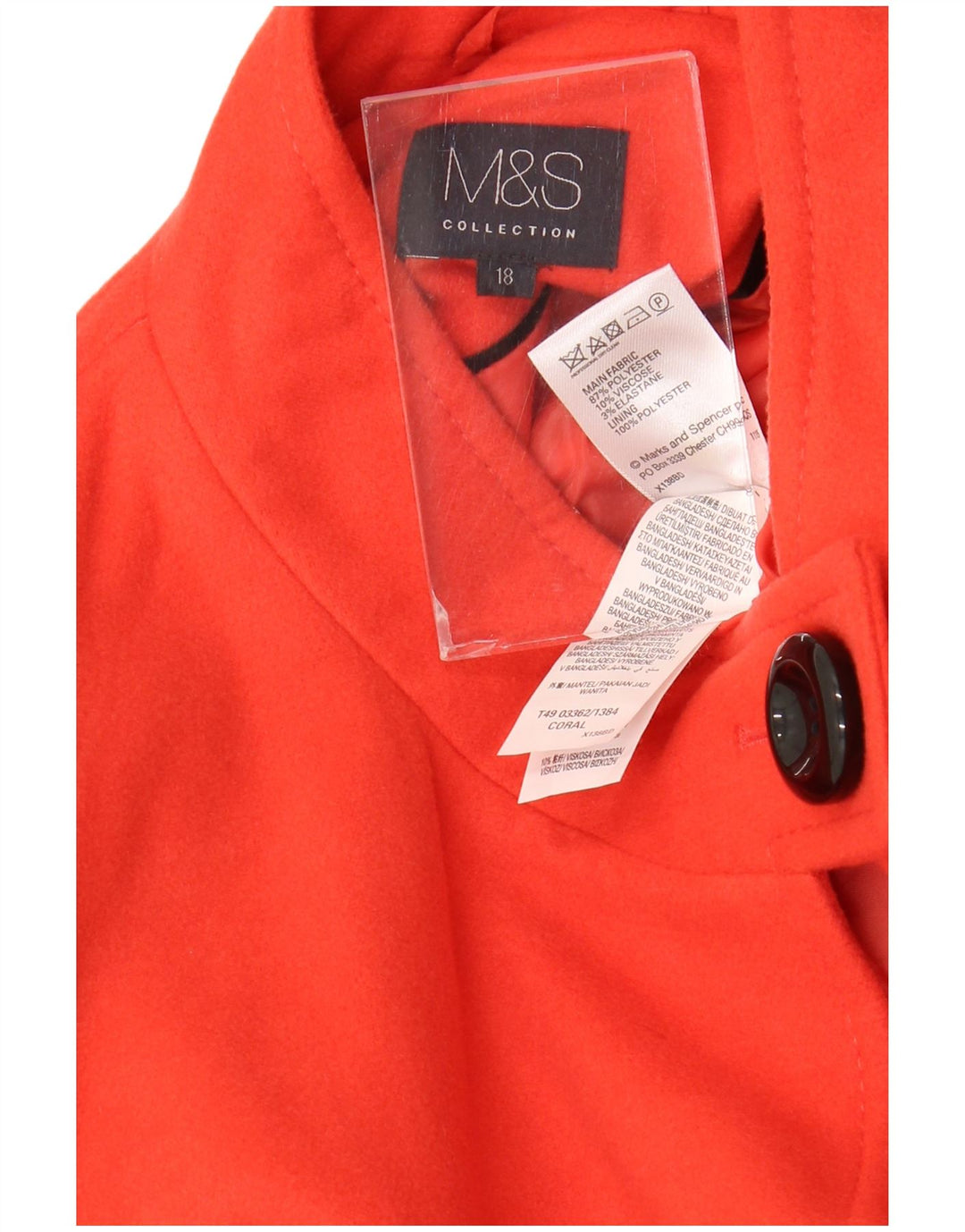 Sobretudo feminino Marks & Spencer UK 18 XL laranja poliéster