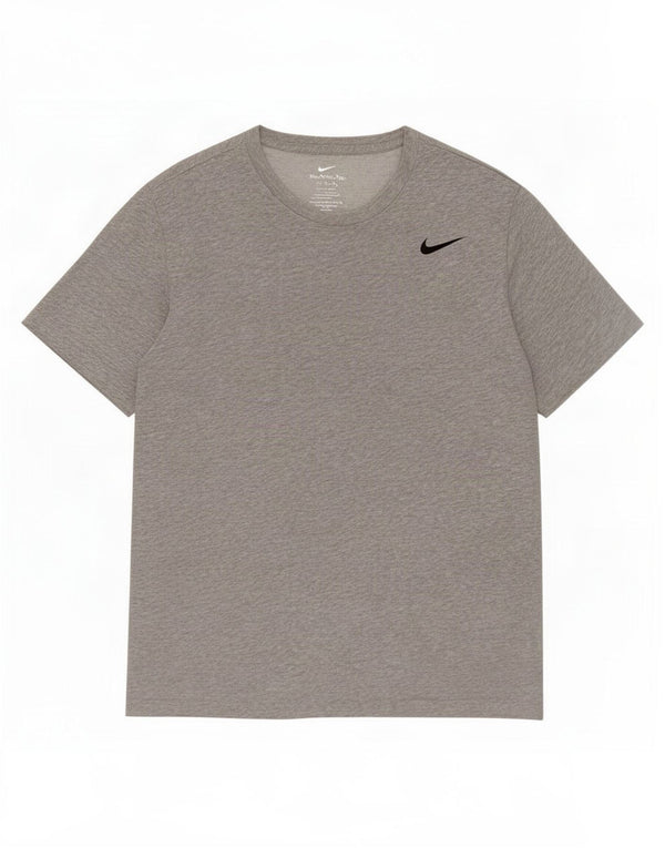 Camiseta masculina Nike Dri Fit Top cinza médio manchado de algodão