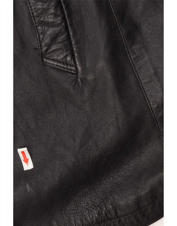 Casaco de couro feminino oversized vintage Reino Unido 16 grande preto