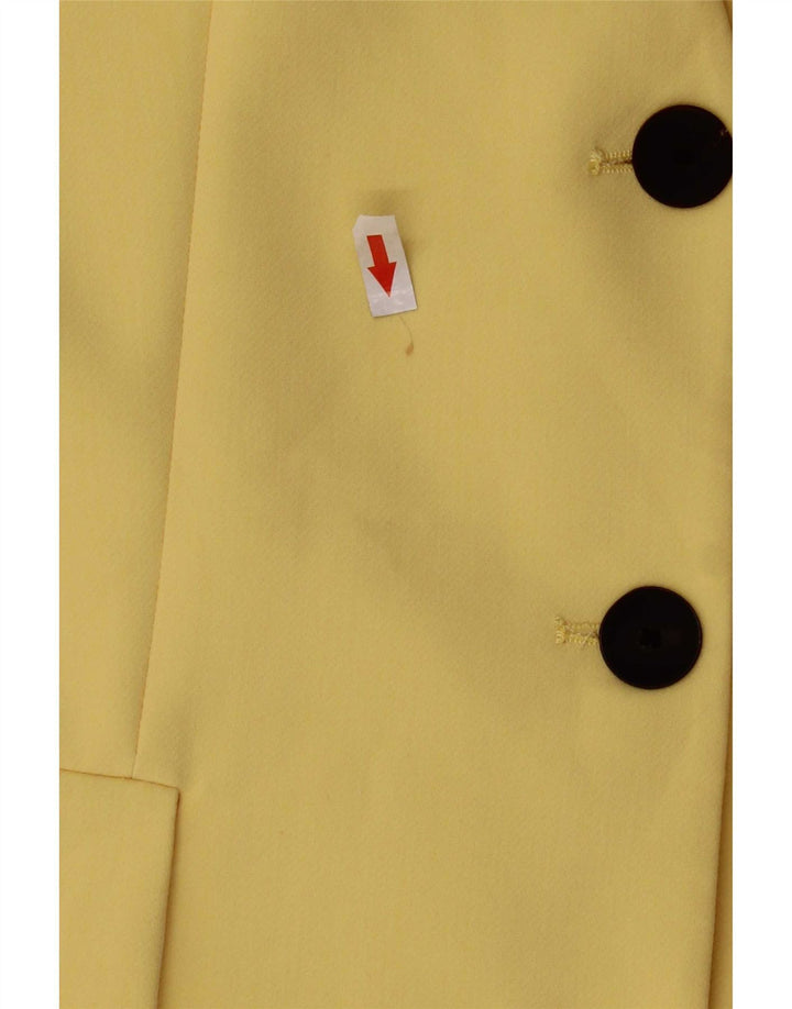 Jaqueta blazer feminina sem mangas com 3 botões Zara Reino Unido 14 grande poliéster amarelo