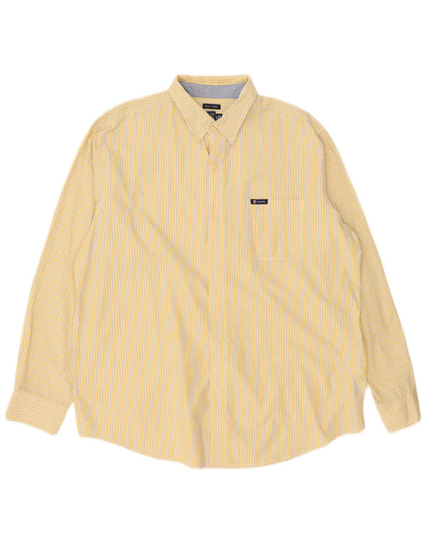 Chaps Mens Easy Care Shirt XL Yellow Pinstripe Cotton