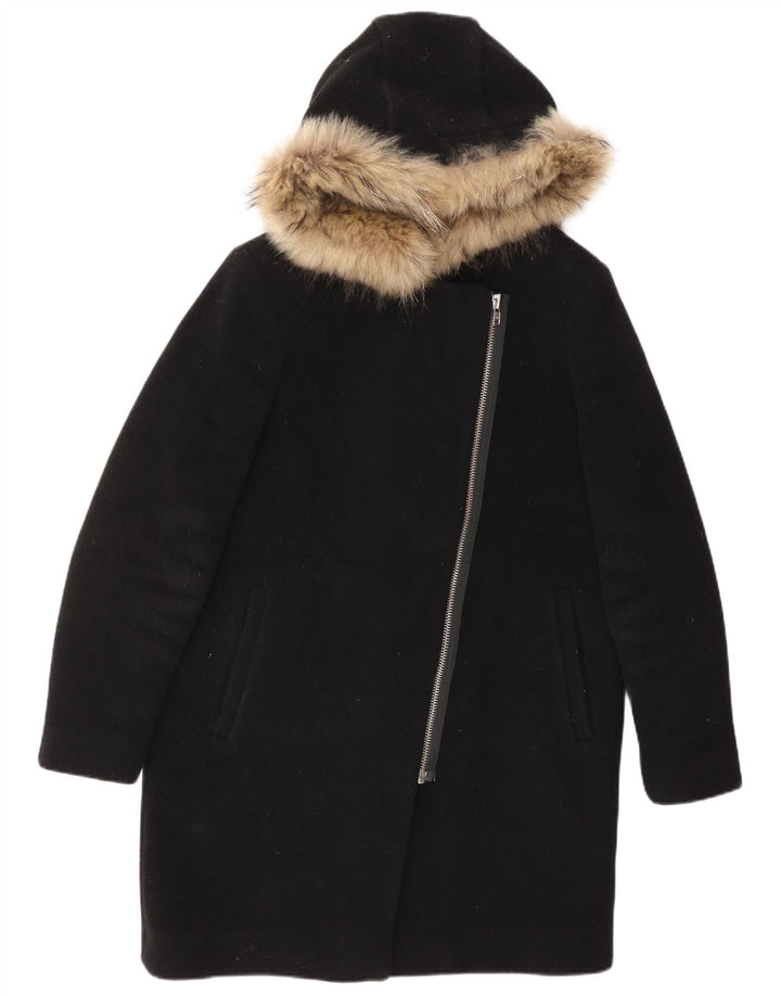 Sobretudo feminino SANDRO com capuz EU 40 lã preta média