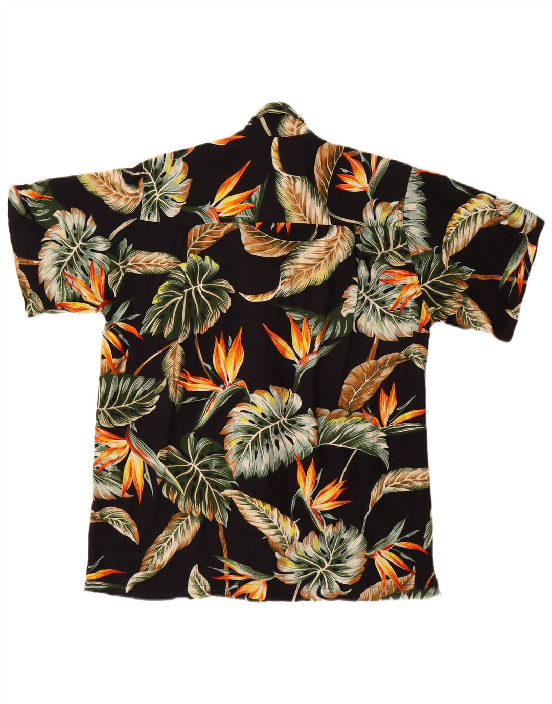 KARMAKULA Camisa masculina de manga curta média preta floral viscose