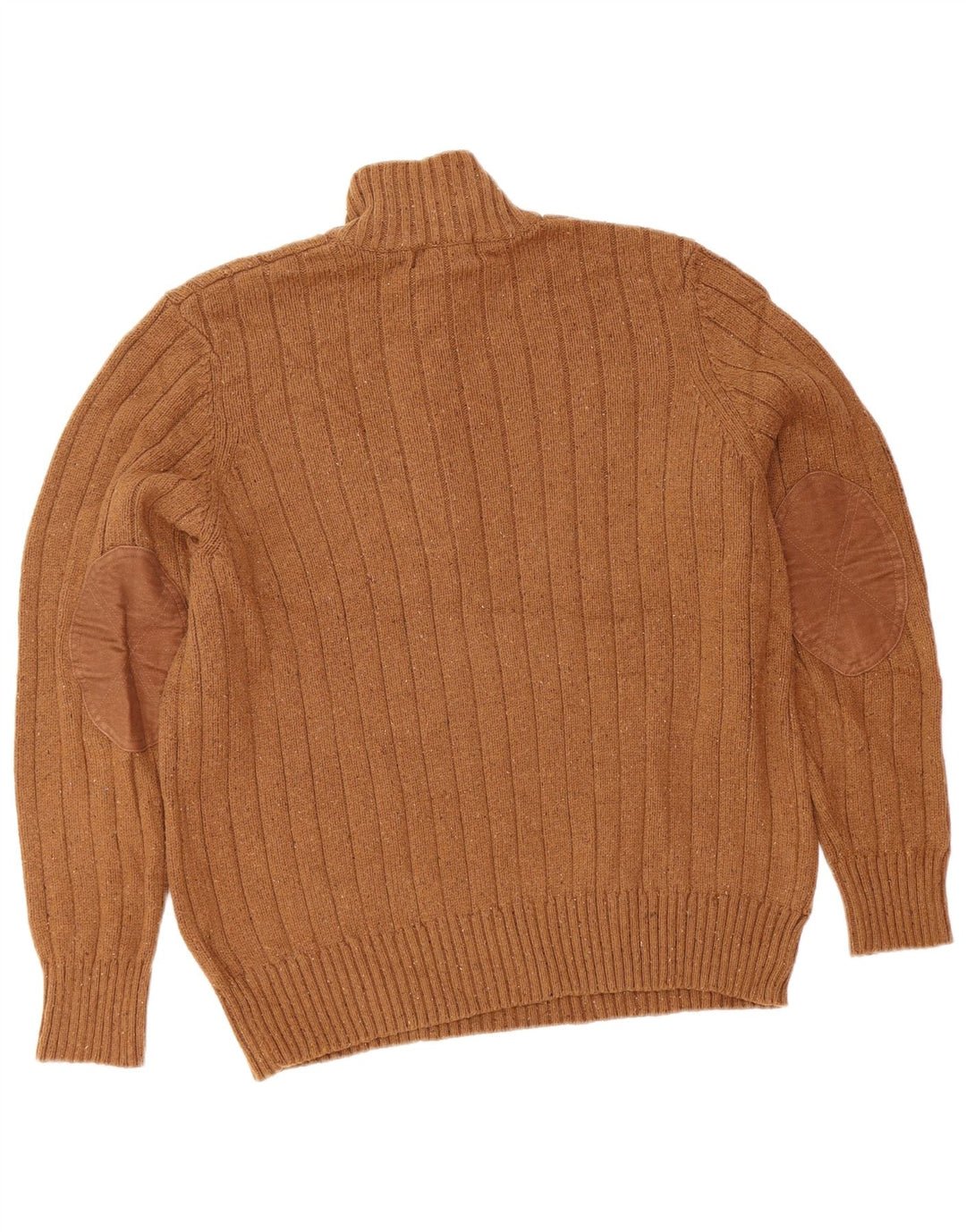 EDDIE BAUER Suéter masculino com gola e zíper, algodão manchado marrom médio