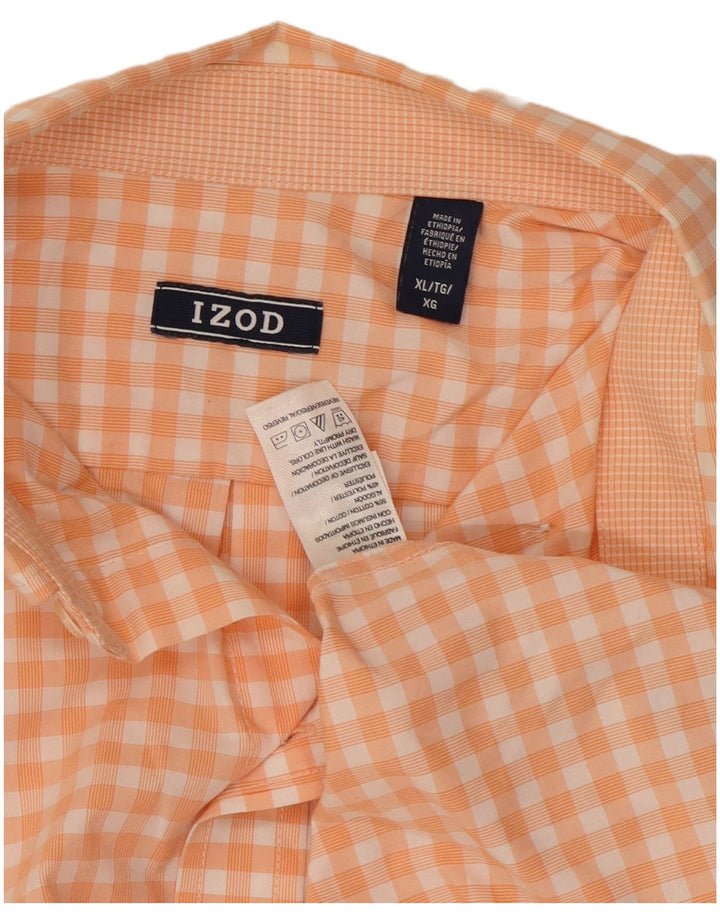 Camisa masculina Izod XL laranja algodão guingão