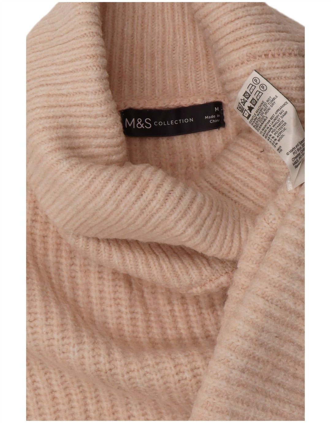 MARKS & SPENCER Womens Roll Neck Jumper Sweater UK 14 Medium Pink