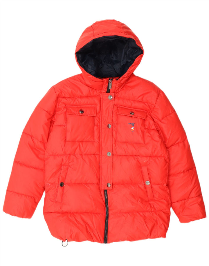 Jaqueta acolchoada com capuz gráfico Trussardi Boys 11-12 anos poliéster vermelho