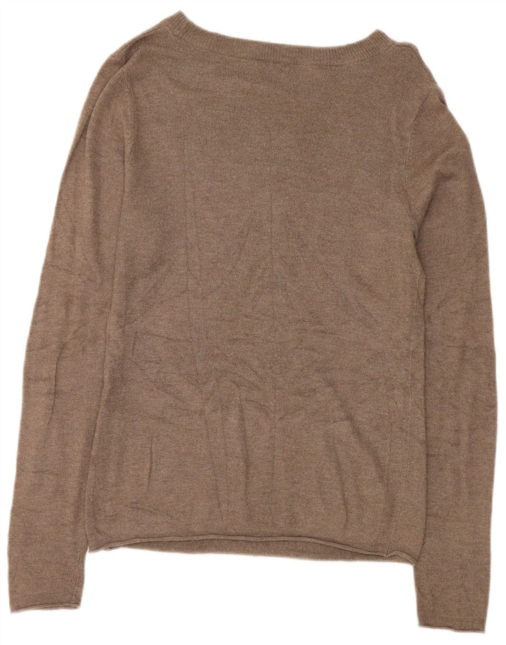 Suéter feminino Mossimo com gola canoa Reino Unido 12 rayon marrom médio