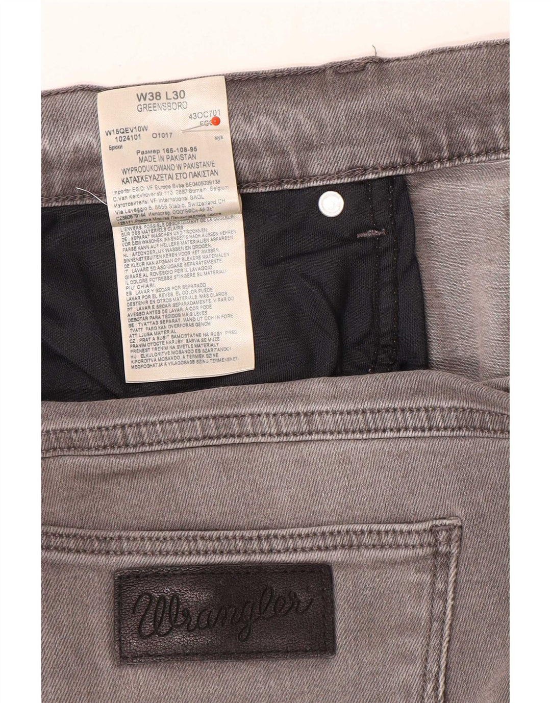 Wrangler Mens Greensboro Slim Jeans W38 L30 Cinza Algodão