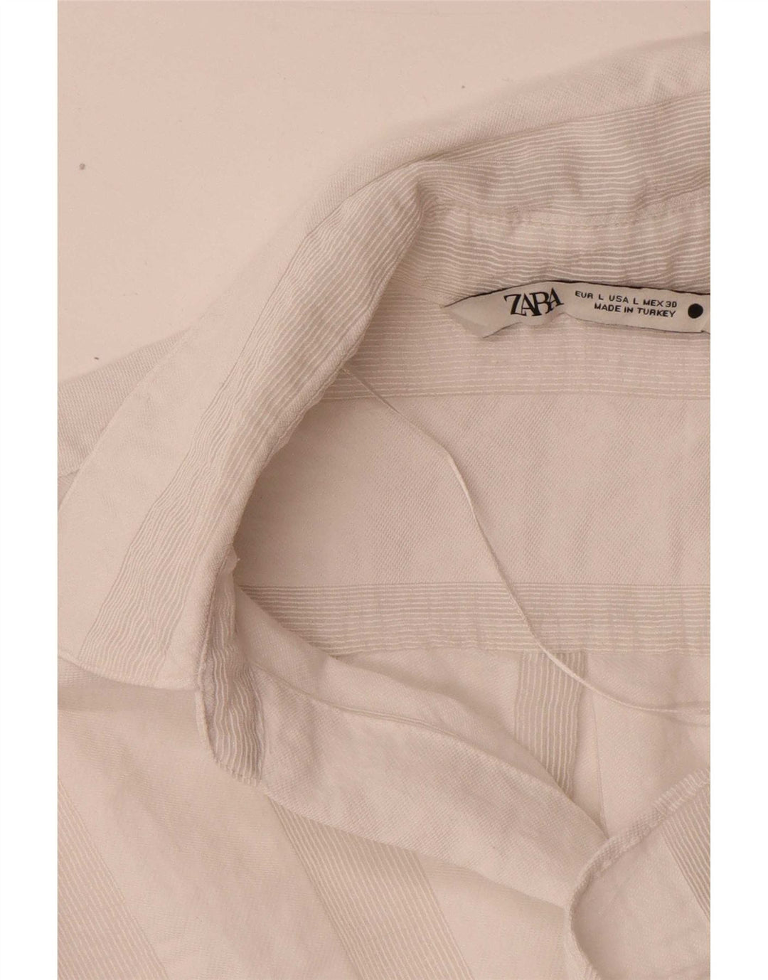 Zara Camisa Feminina Manga 3/4 Oversized UK 16 Grande Listrada Branca