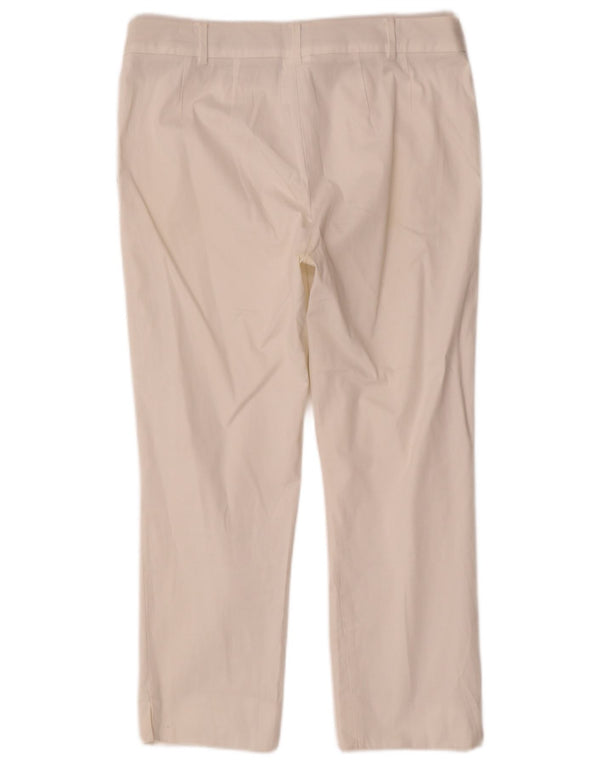 Calça feminina Max Mara cortada reta UK 10 pequena W30 L23 algodão branco