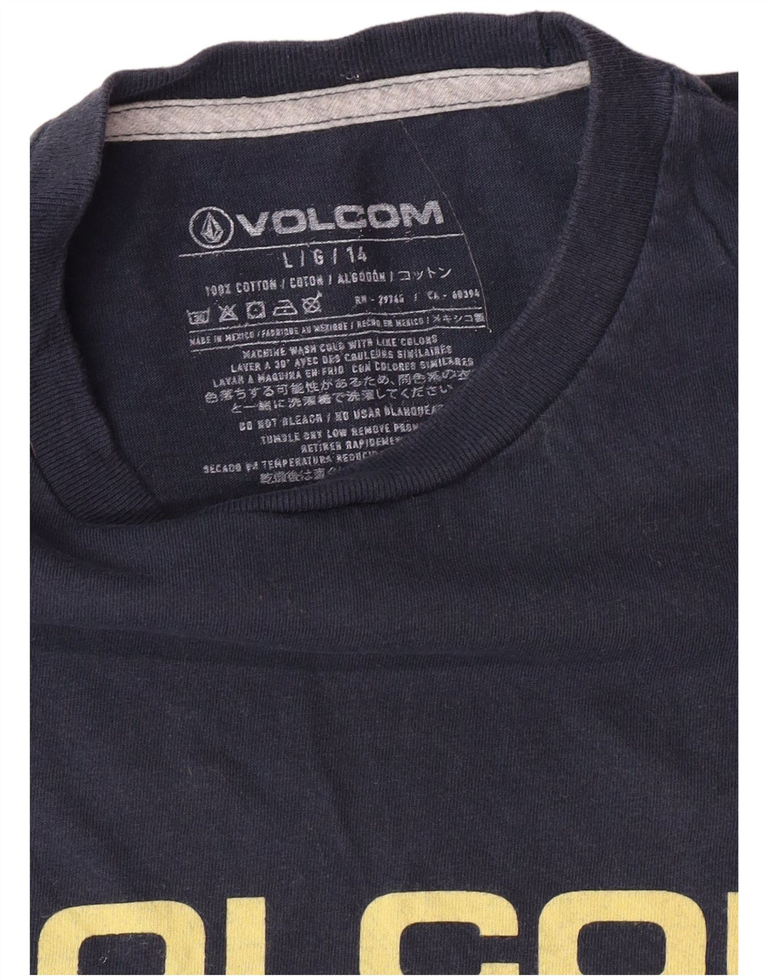 Camiseta gráfica masculina VOLCOM grande algodão azul marinho