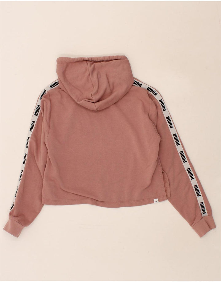 PUMA Womens Graphic Crop Hoodie Jumper UK 10 Small Pink Vintage Puma and Second-Hand Puma from Messina Hembry 