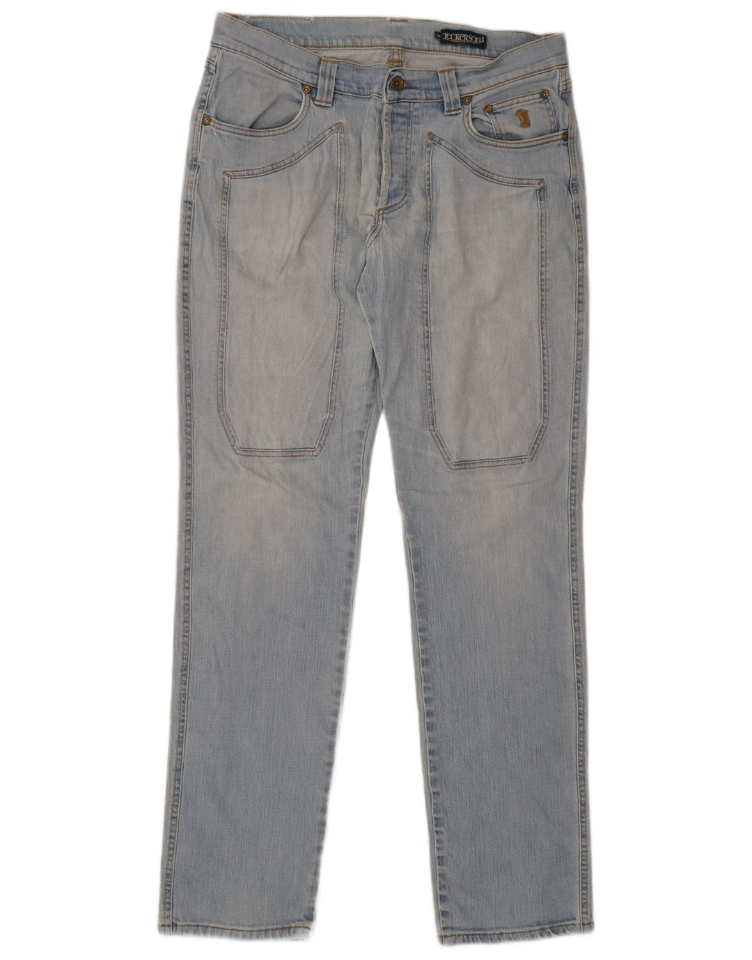 Jeans retos masculinos Jeckerson W36 L32 algodão azul