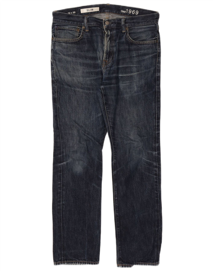 Gap Mens Slim Jeans W32 L30 Azul Algodão