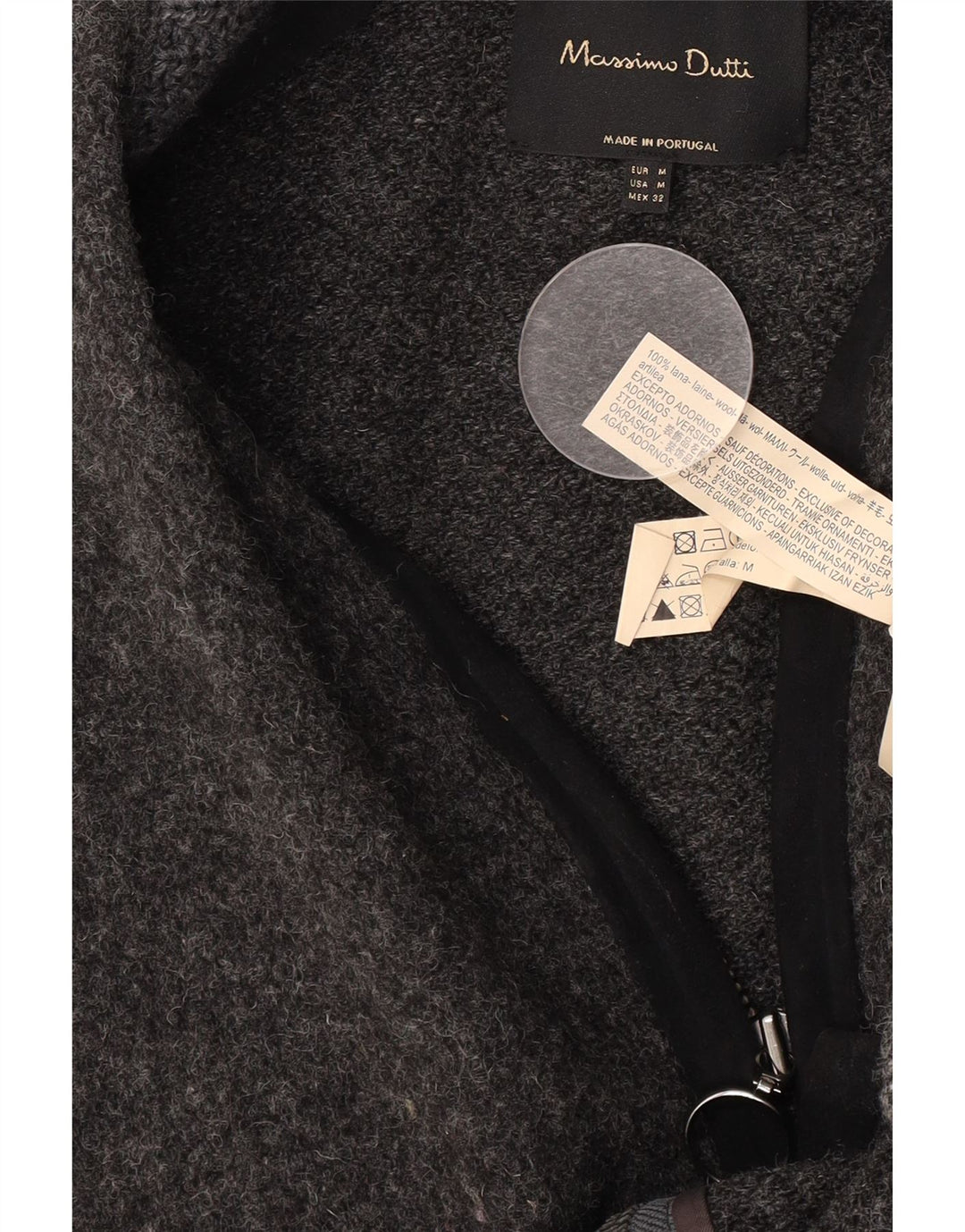 Suéter cardigã grande feminino Massimo Dutti Reino Unido 14 cinza médio