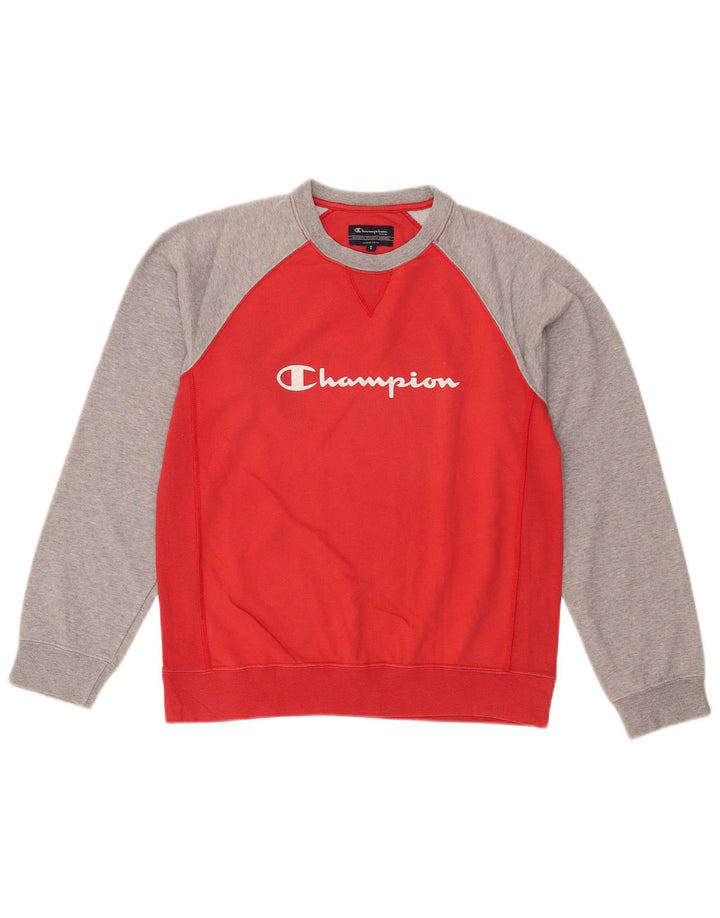 Champion moletom masculino gráfico jumper pequeno colorblock vermelho