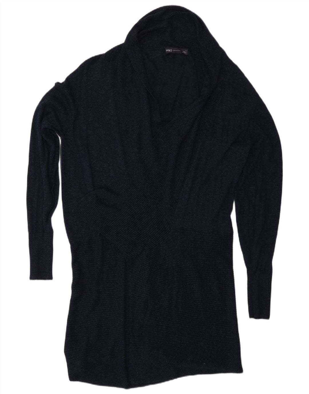 Suéter feminino Marks & Spencer com gola xale Reino Unido 16 grande azul marinho