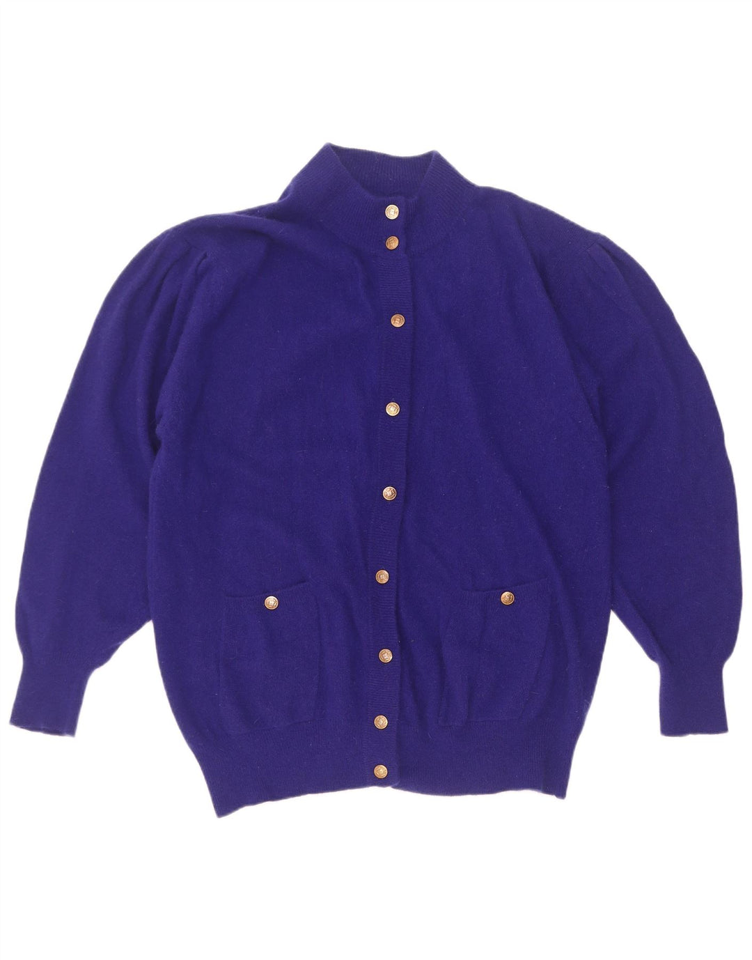 Suéter cardigã feminino vintage IT 46/48 grande lã roxa