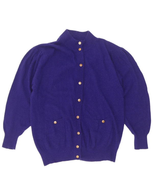 Suéter cardigã feminino vintage IT 46/48 grande lã roxa