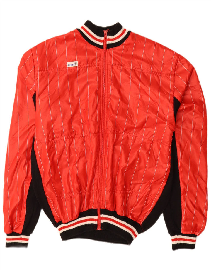 Jaqueta vintage masculina de agasalho médio vermelho colorblock