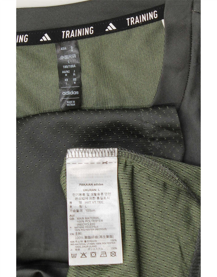 Adidas Mens Aeroready Camiseta Top Cinza Médio Listrado Poliéster