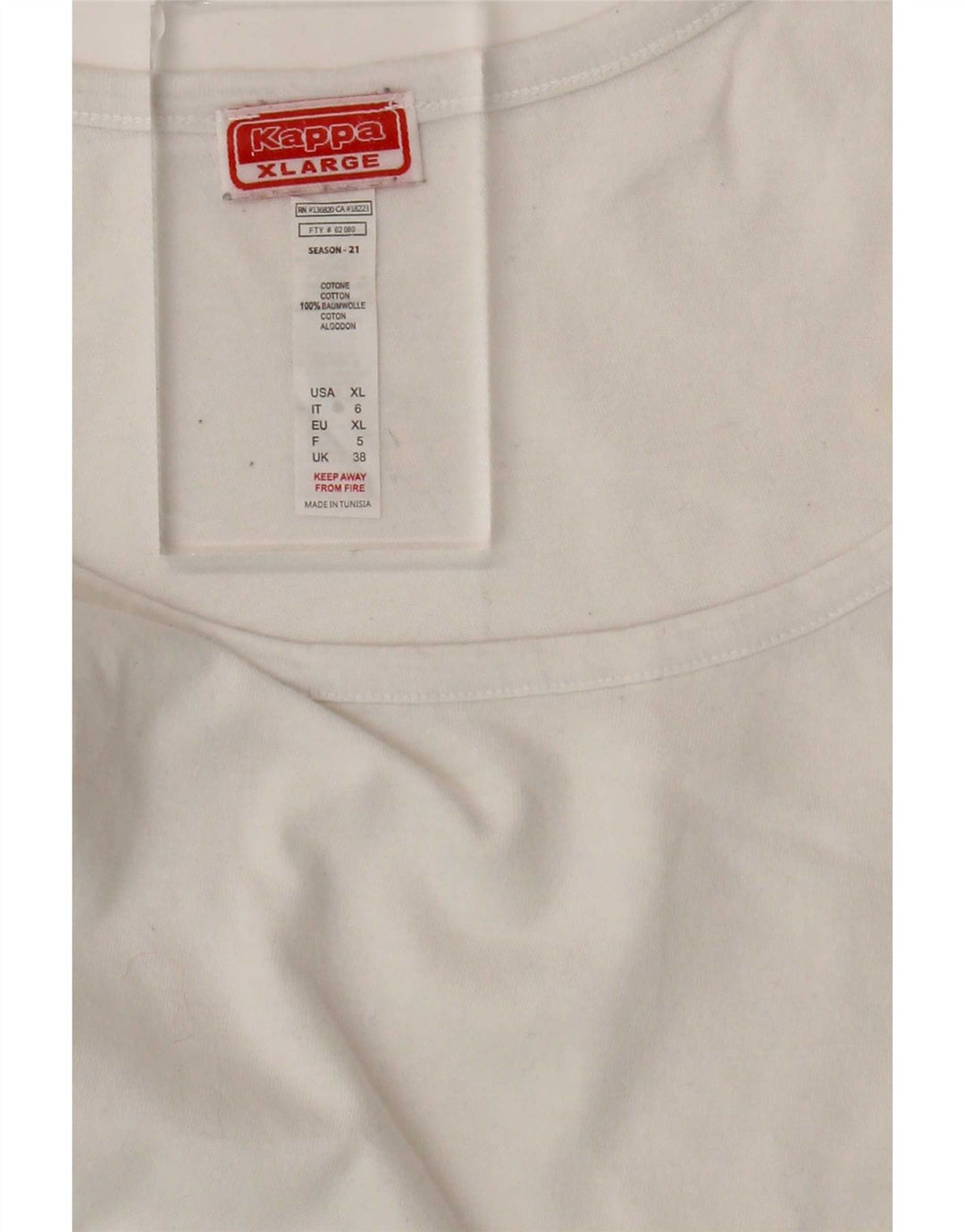 Top colete feminino Kappa UK 18 XL algodão branco