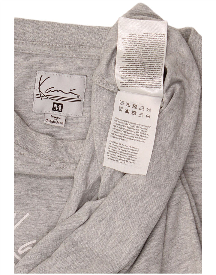 Camiseta masculina Karl Kani Top algodão manchado cinza médio