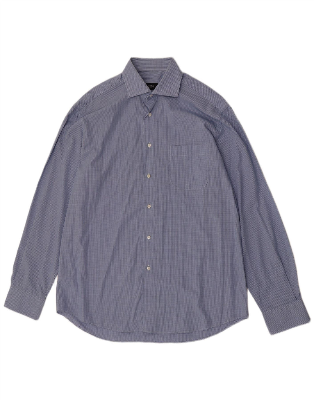 Camisa masculina Hugo Boss tamanho 41 16 grande algodão guingão azul
