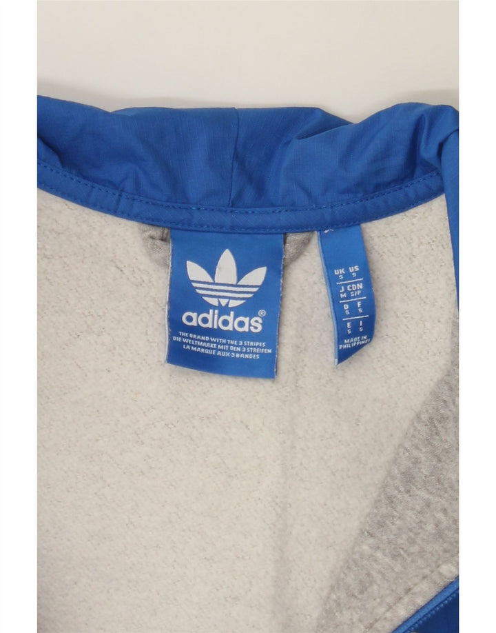 ADIDAS Mens Zip Hoodie Sweater Small Grey Colourblock Cotton Vintage Adidas and Second-Hand Adidas from Messina Hembry 
