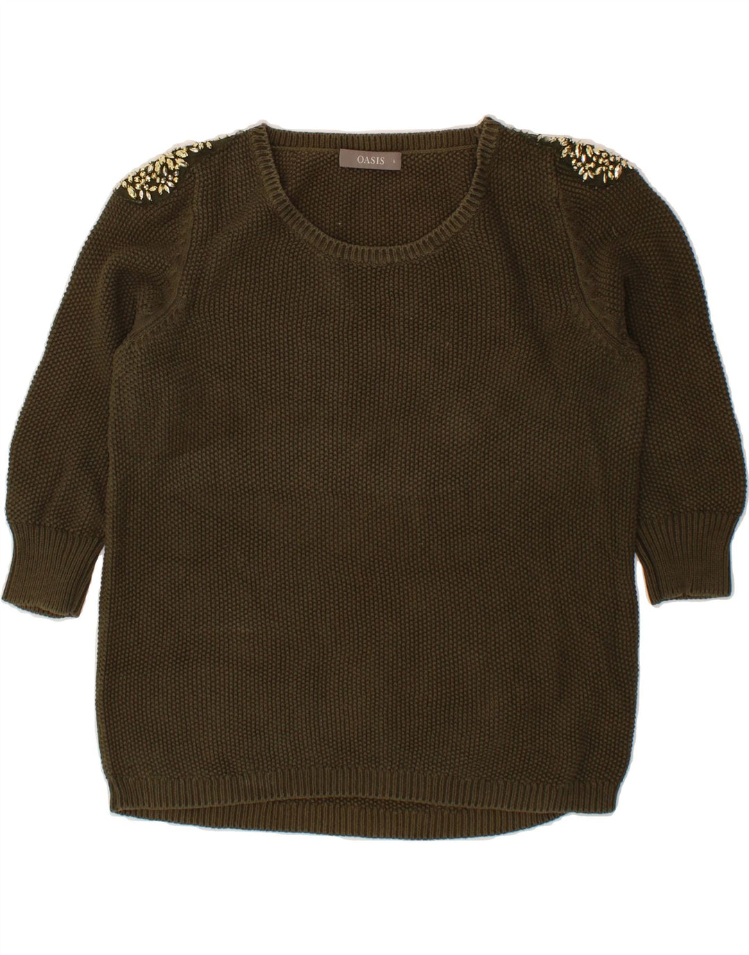 OASIS Womens Boat Neck Jumper Sweater UK 16 Large Green Cotton Vintage Oasis and Second-Hand Oasis from Messina Hembry 
