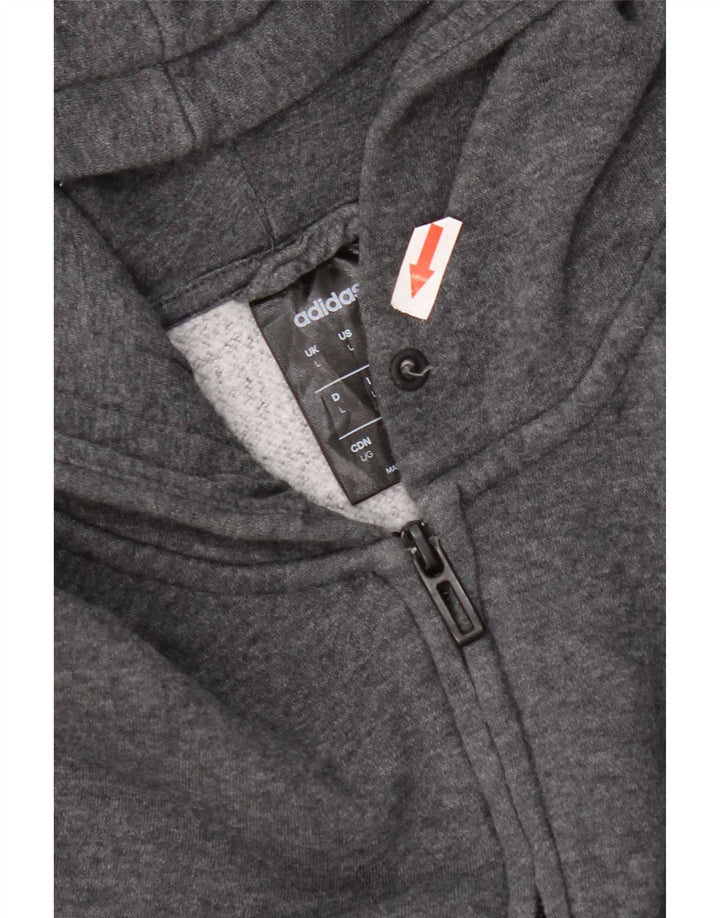 Adidas masculino zip moletom com capuz grande algodão cinza