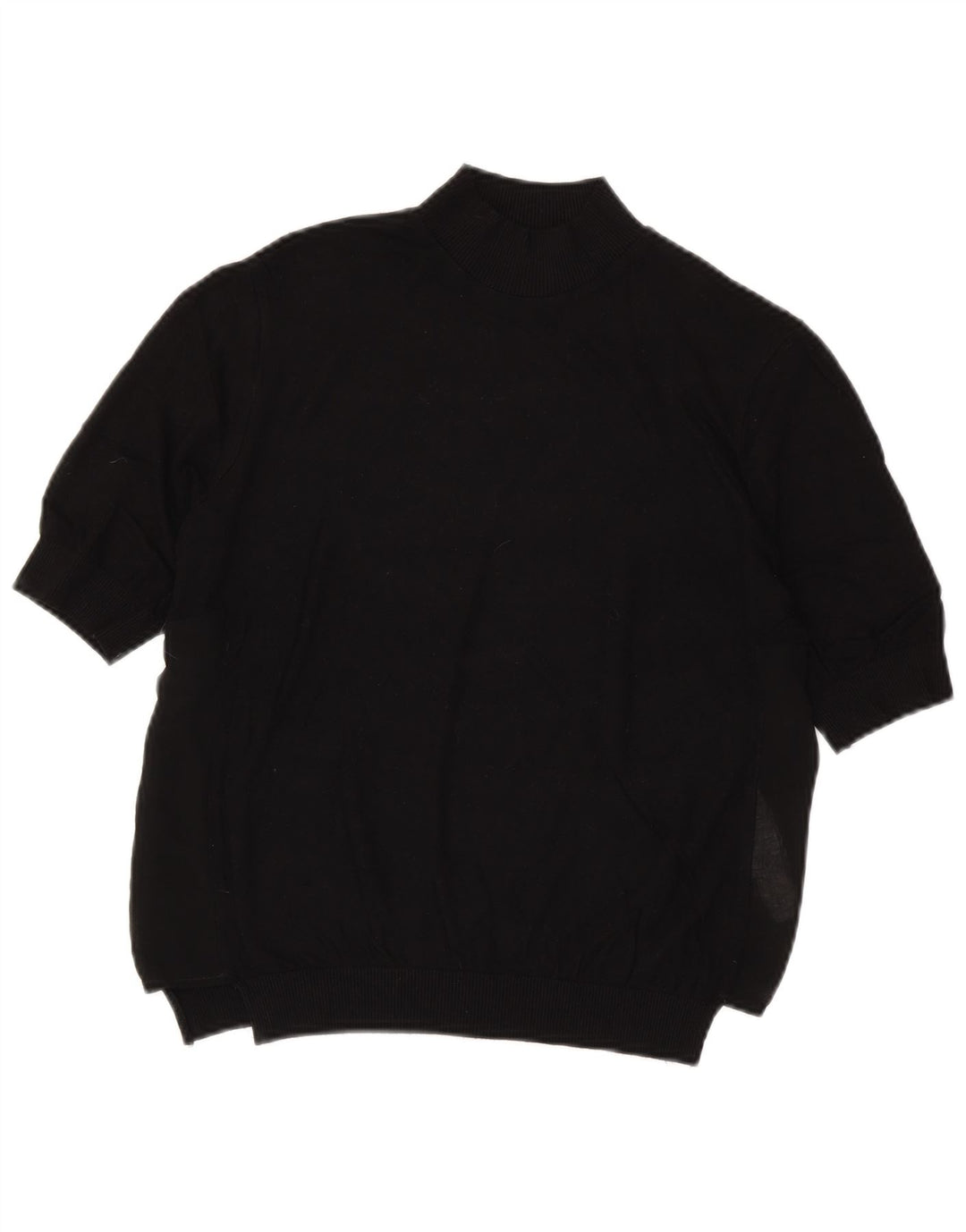 Suéter feminino Zara de manga curta com gola tartaruga Reino Unido 14 médio preto