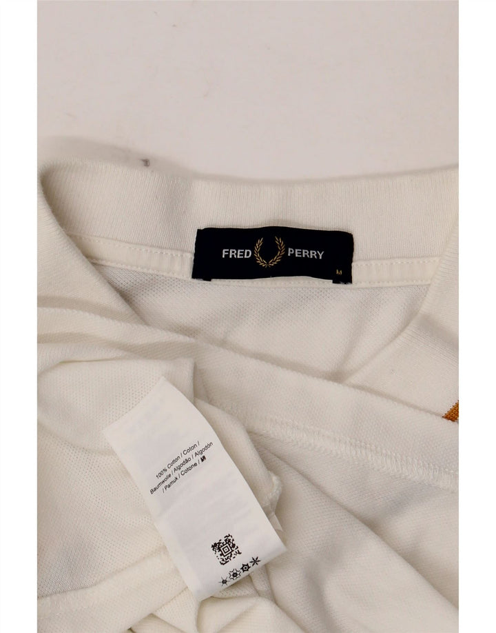 Camisa polo masculina Fred Perry de algodão branco médio