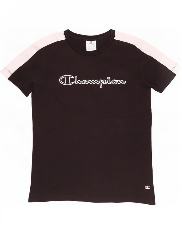 Camiseta feminina estampada Champion UK 12 Medium Black Colourblock