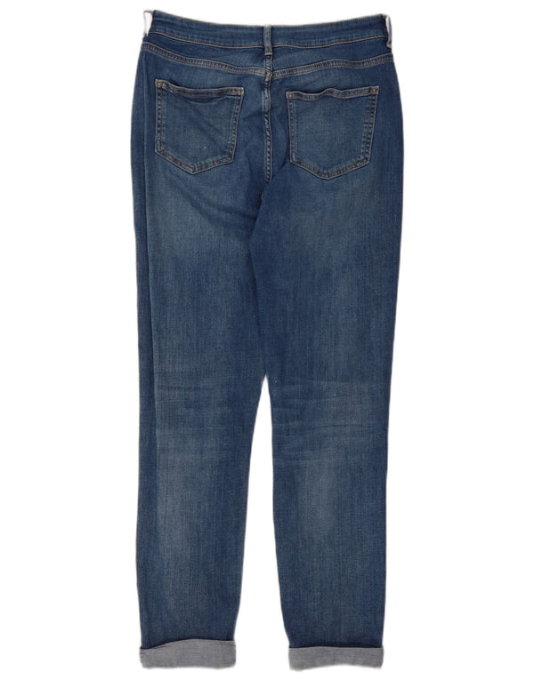 Calça jeans feminina M&Co desgastada UK 12 médio W28 L28 azul
