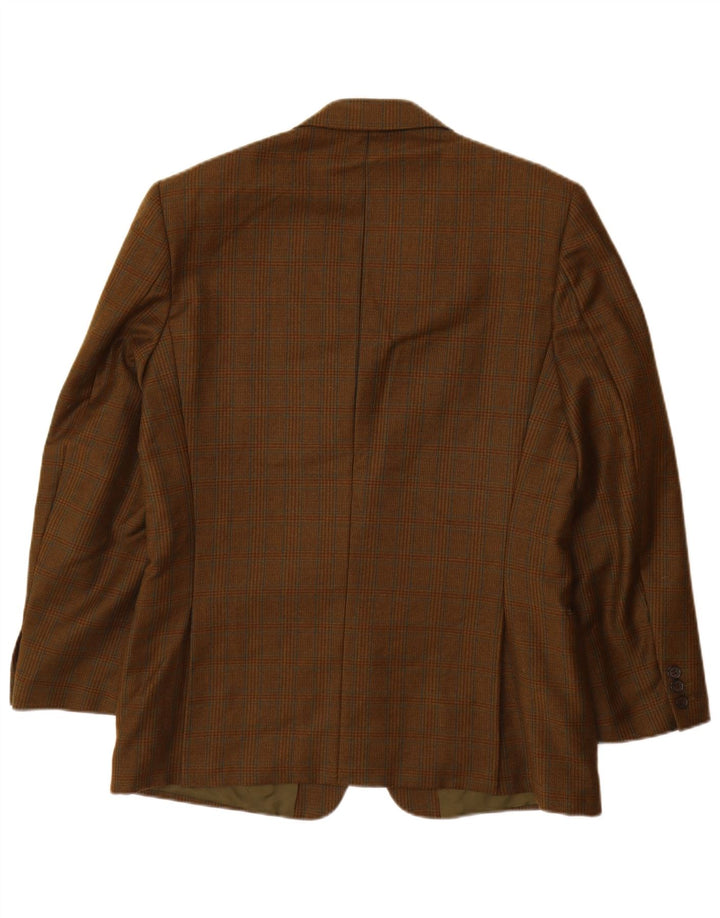 Jaqueta blazer masculina VINTAGE com 2 botões Reino Unido 38 Houndstooth marrom médio