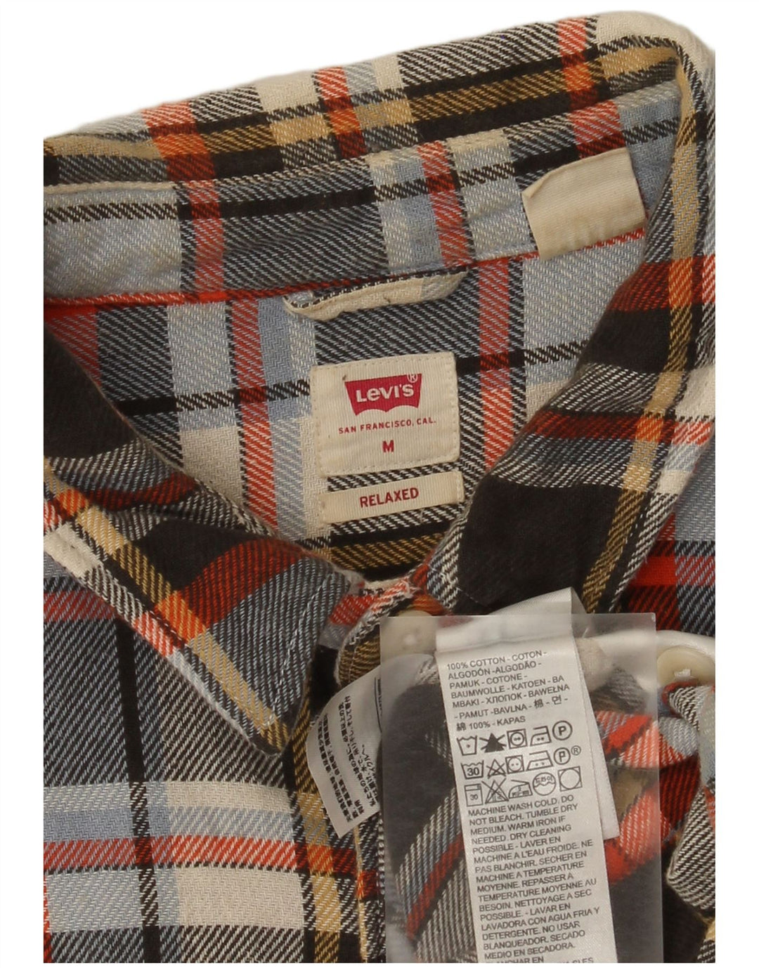Camisa masculina de flanela relaxada Levi's, algodão xadrez médio multicolorido