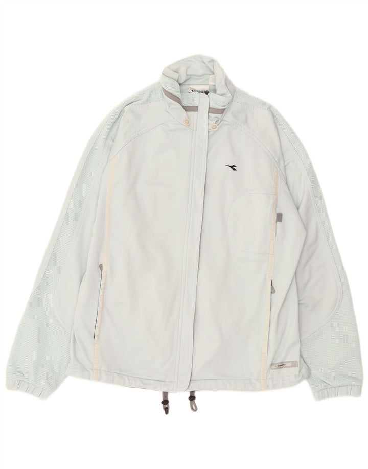 Diadora Womens Tracksuit Top Jacket UK 36 Pequeno Azul Poliéster