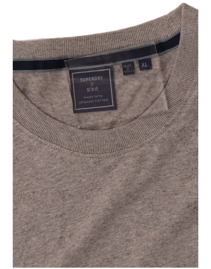 Camiseta masculina Superdry Top XL algodão manchado cinza