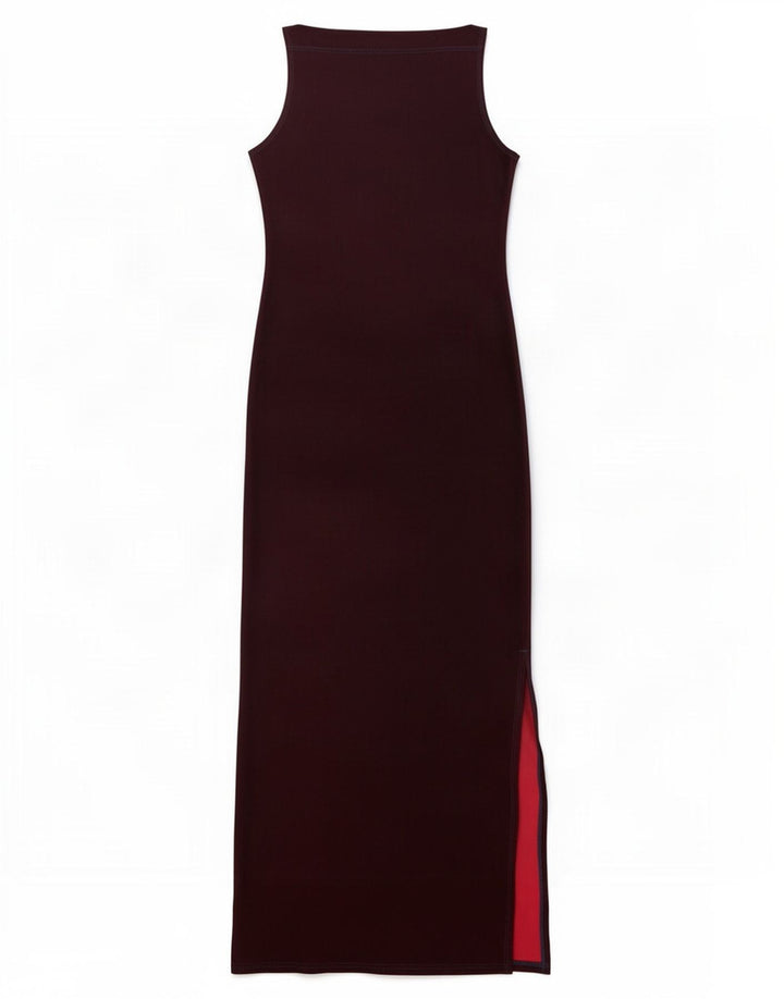 CLOCK HOUSE Vestido maxi feminino sem mangas Reino Unido 12 poliéster vermelho médio