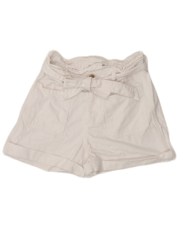 Zara Shorts feminino cintura alta casual UE 38 pequeno W28 algodão branco