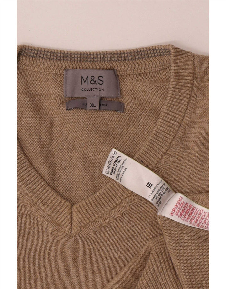 Suéter masculino Marks & Spencer com decote em V XL algodão bege